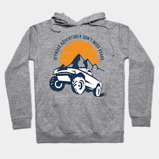 White Navy Orange Modern Illustrative Offroad Adventure T-Shirt Hoodie